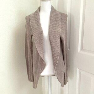 Nordstrom Rubbish Open Shawl Neck Knit Cardigan Taupe Cotton Size Small. T1